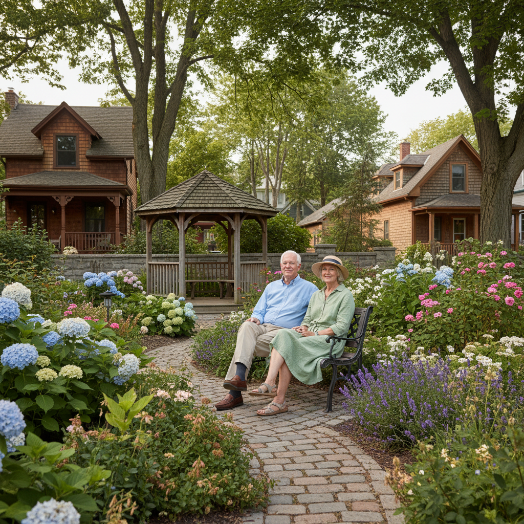Couple walking along Collingwood harbour