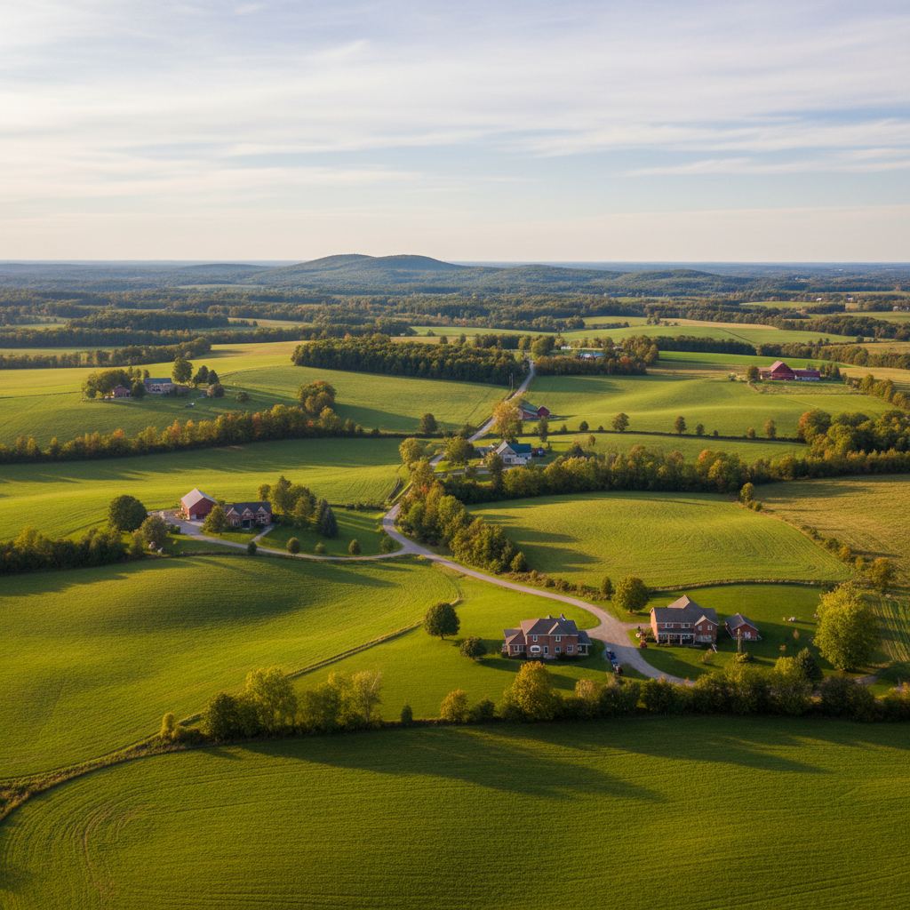Aerial view of towns along Georgian Bay shoreline