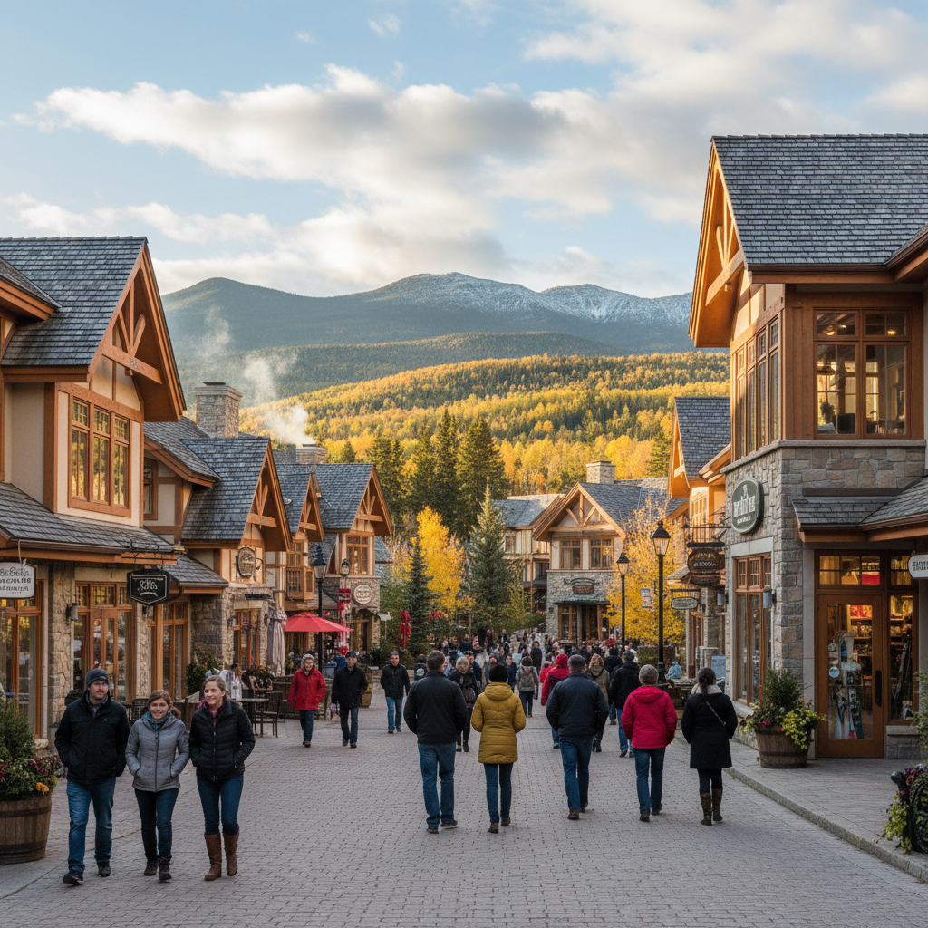 Blue Mountain Village resort area with shops and restaurants